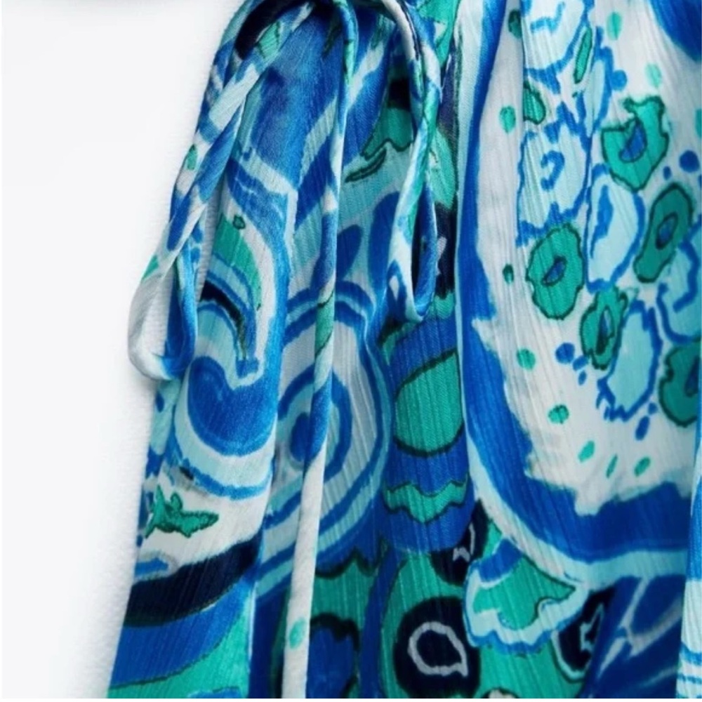 Zara Blue Paisley Wrap Dress - Picture 5 of 5